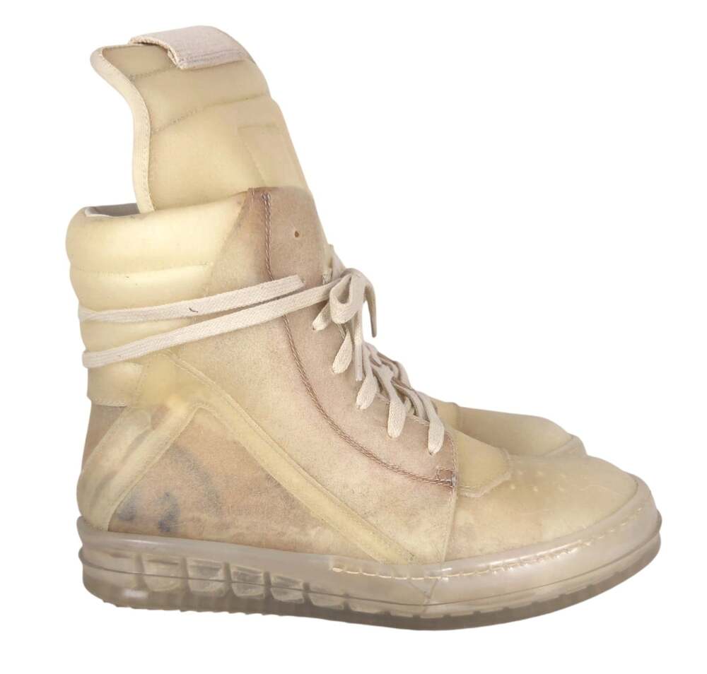 Rick Owens Geobasket Sneakers US 9 EU 39 Women Natural Transparent Leather $1615
